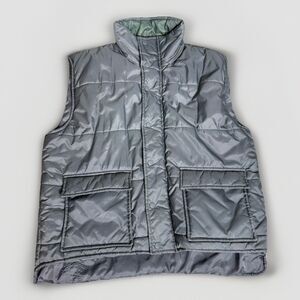 David Taylor Men’s Large Vest Puffer Gray Nylon Sleeveless Outdoor Winter